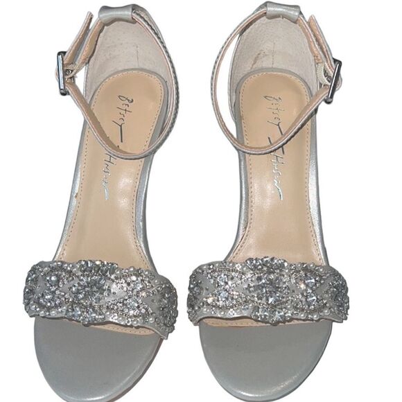 Betsey Johnson Juno Silver Embellished Beaded High Heels Size 6.5 - Picture 6 of 13